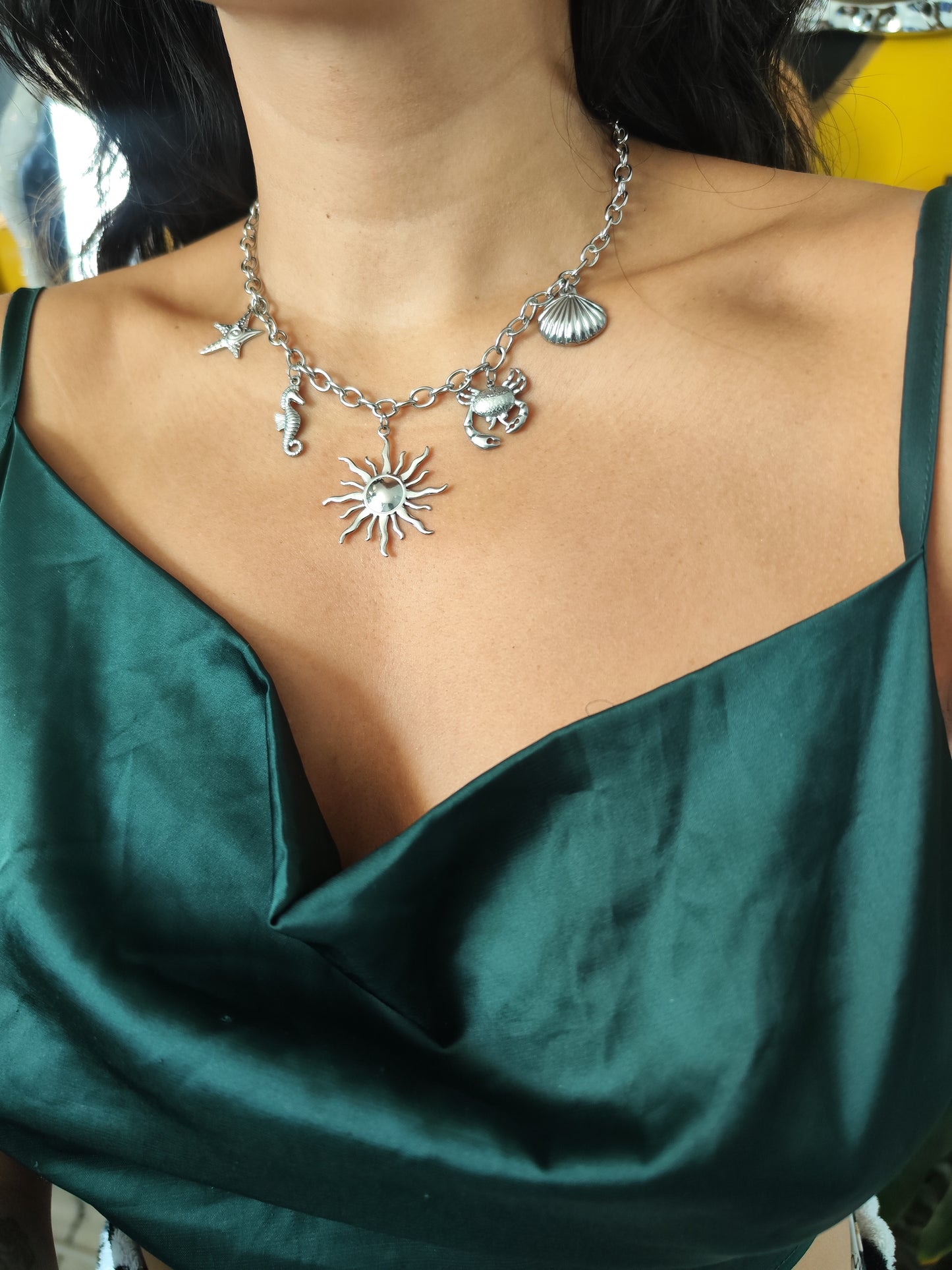 Collar marino plateado