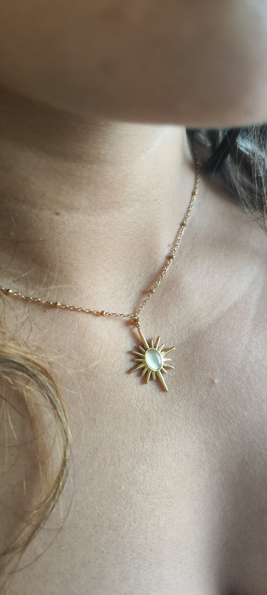 Collar de destello y piedra ojo de gato ✨