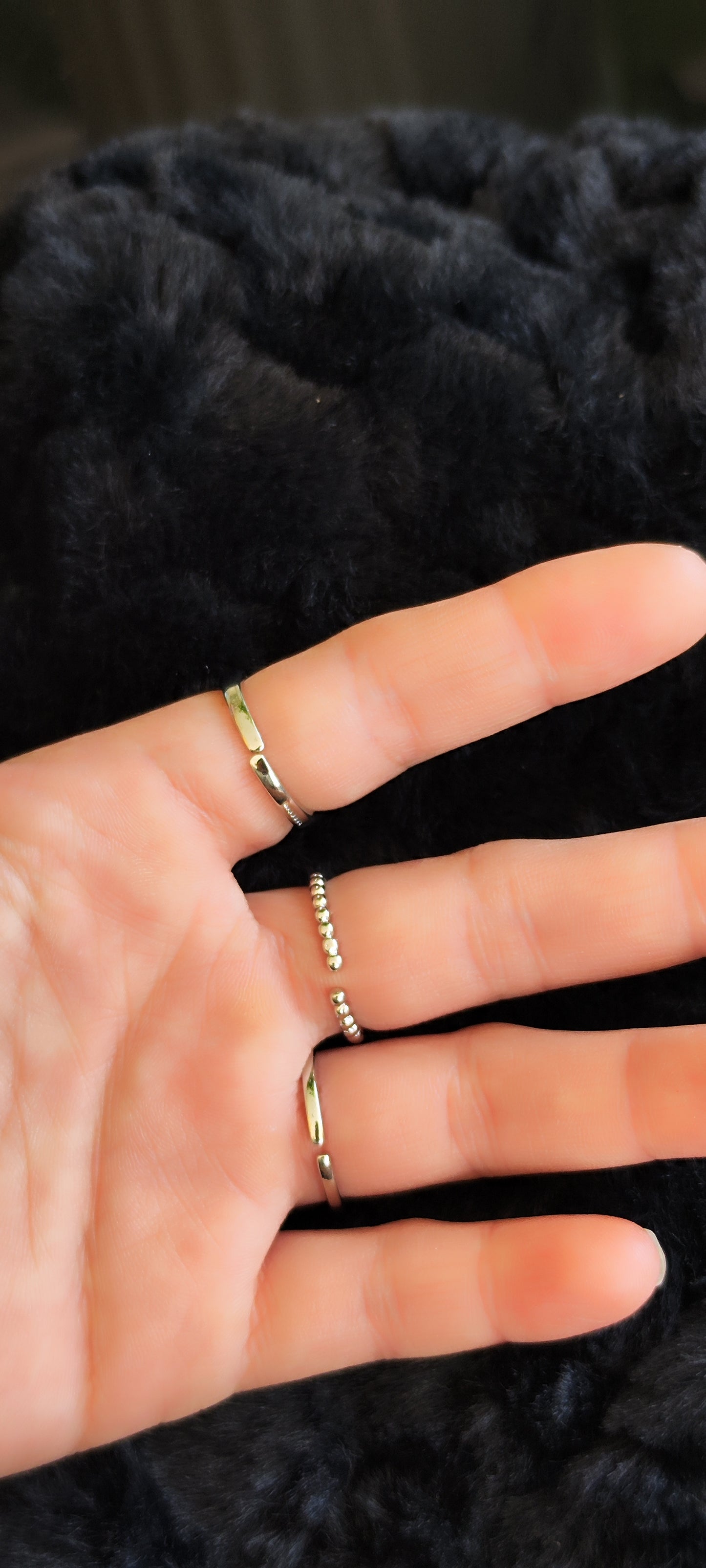Bohemian mix de anillos plateados con cristales azul turquesa 🩵