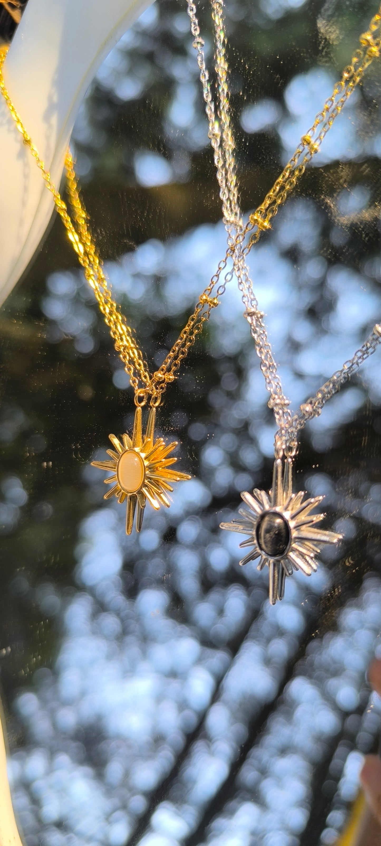 Collar de destello y piedra ojo de gato ✨