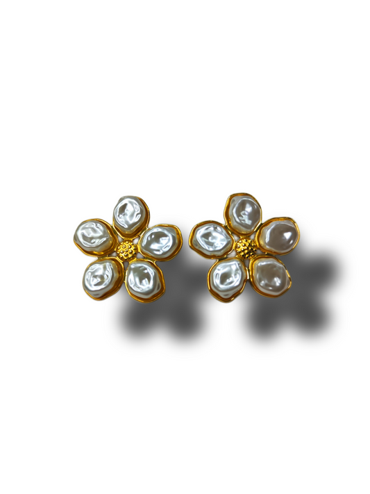 Aretes de flor con perlas 🌸