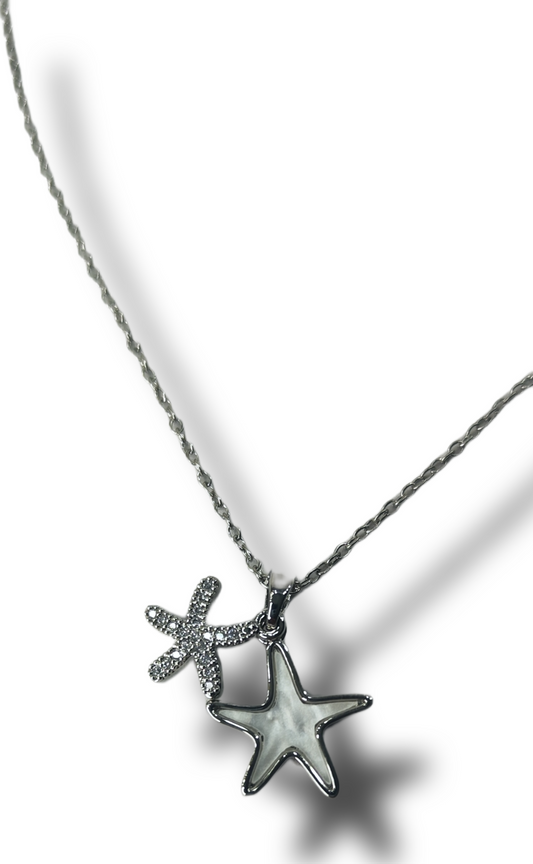 collar estrella de mar plateado