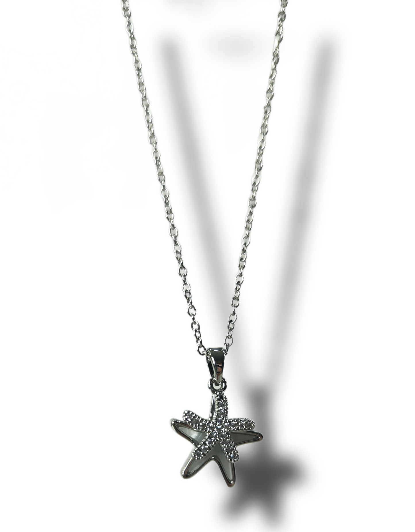 collar estrella de mar plateado