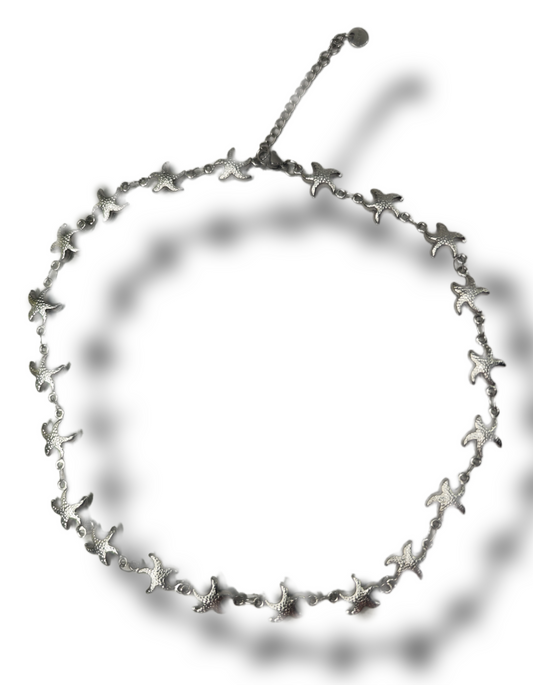 Choker de mini estrellas de mar plateado