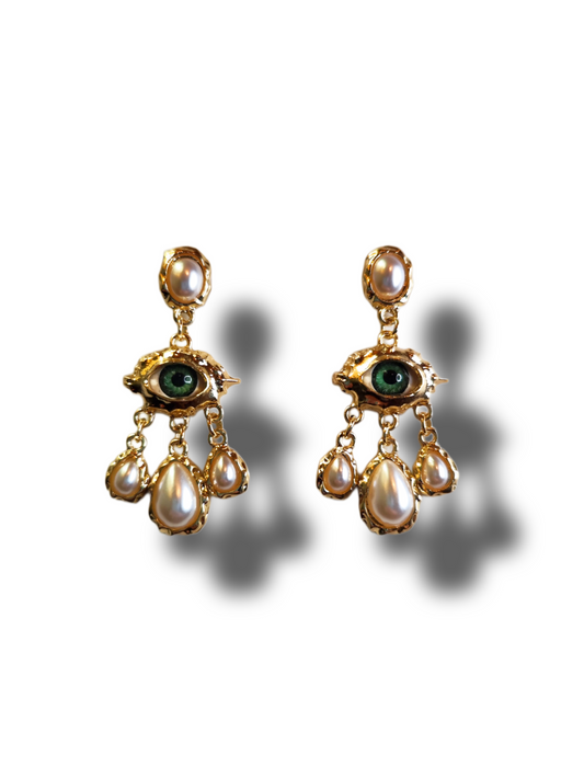 Aretes ojo místico que llora perlas