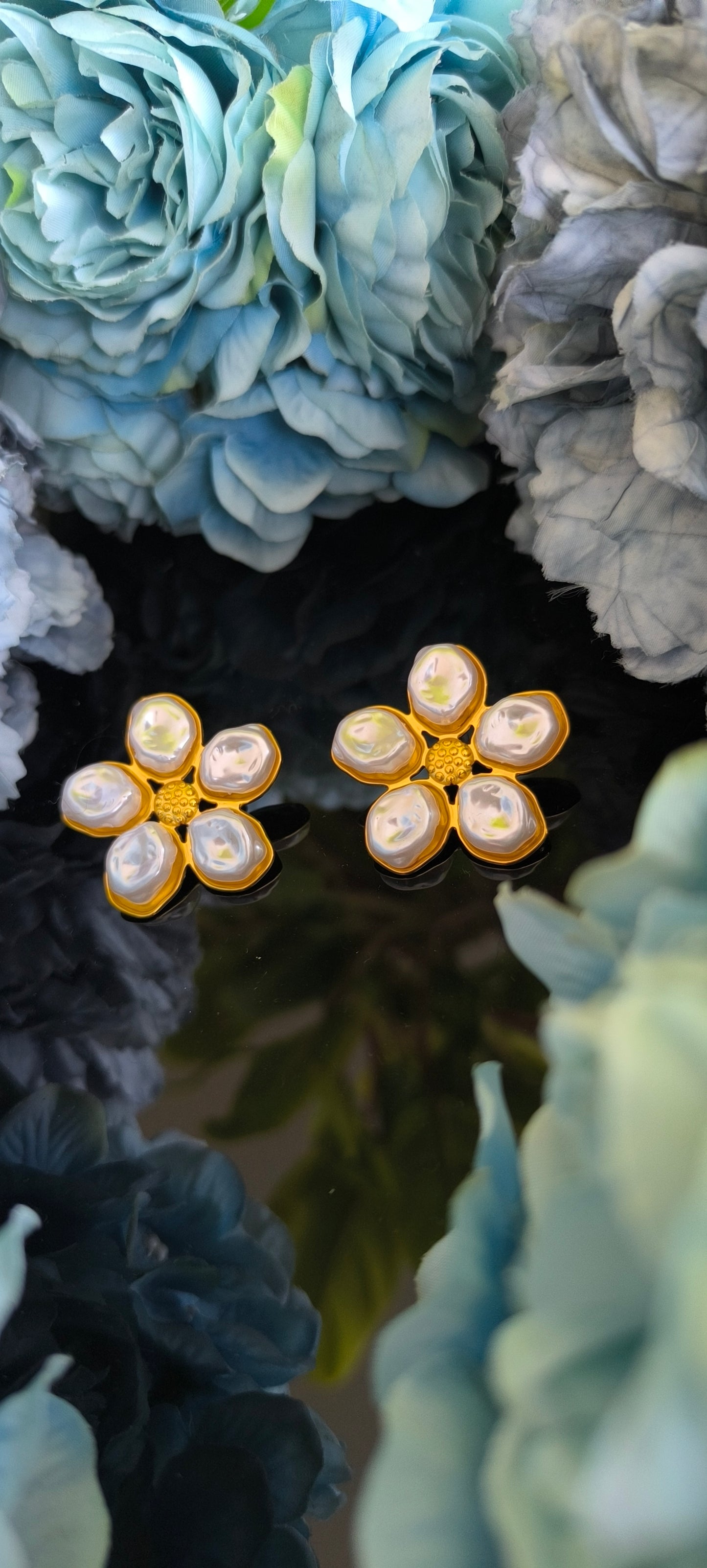 Aretes de flor con perlas 🌸