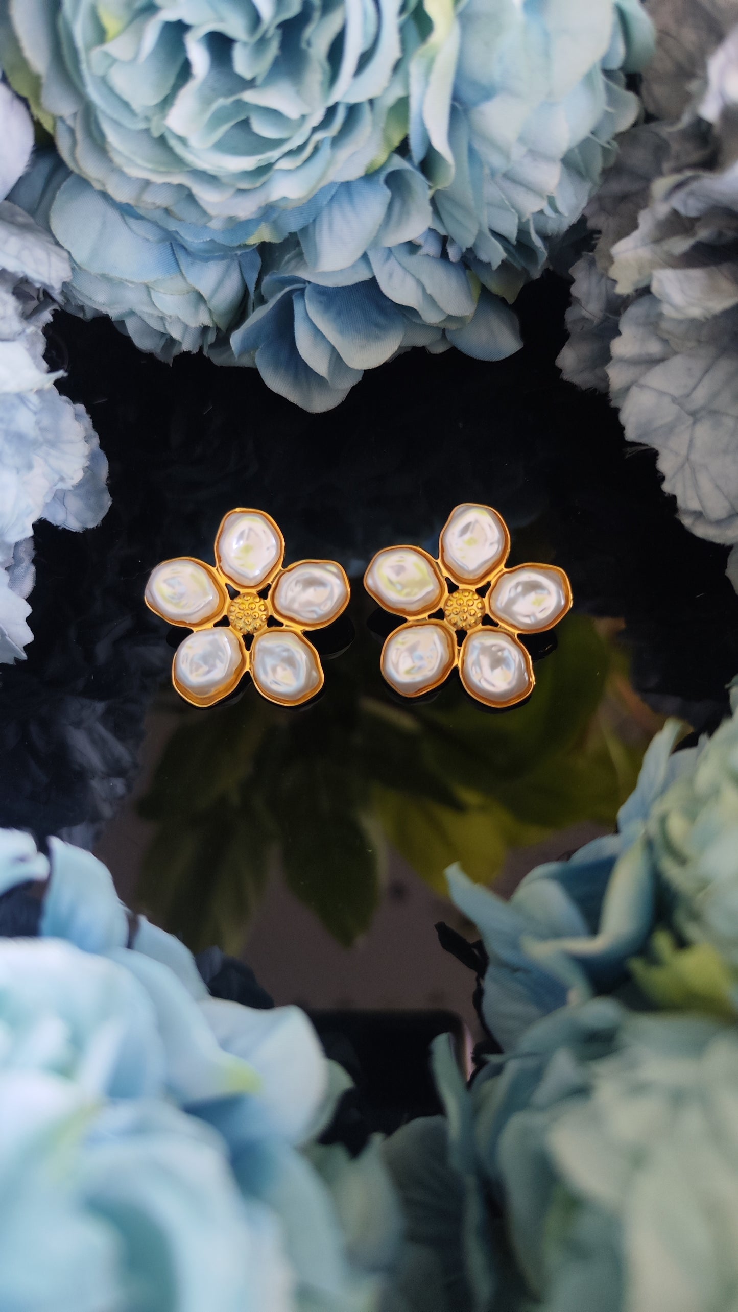 Aretes de flor con perlas 🌸