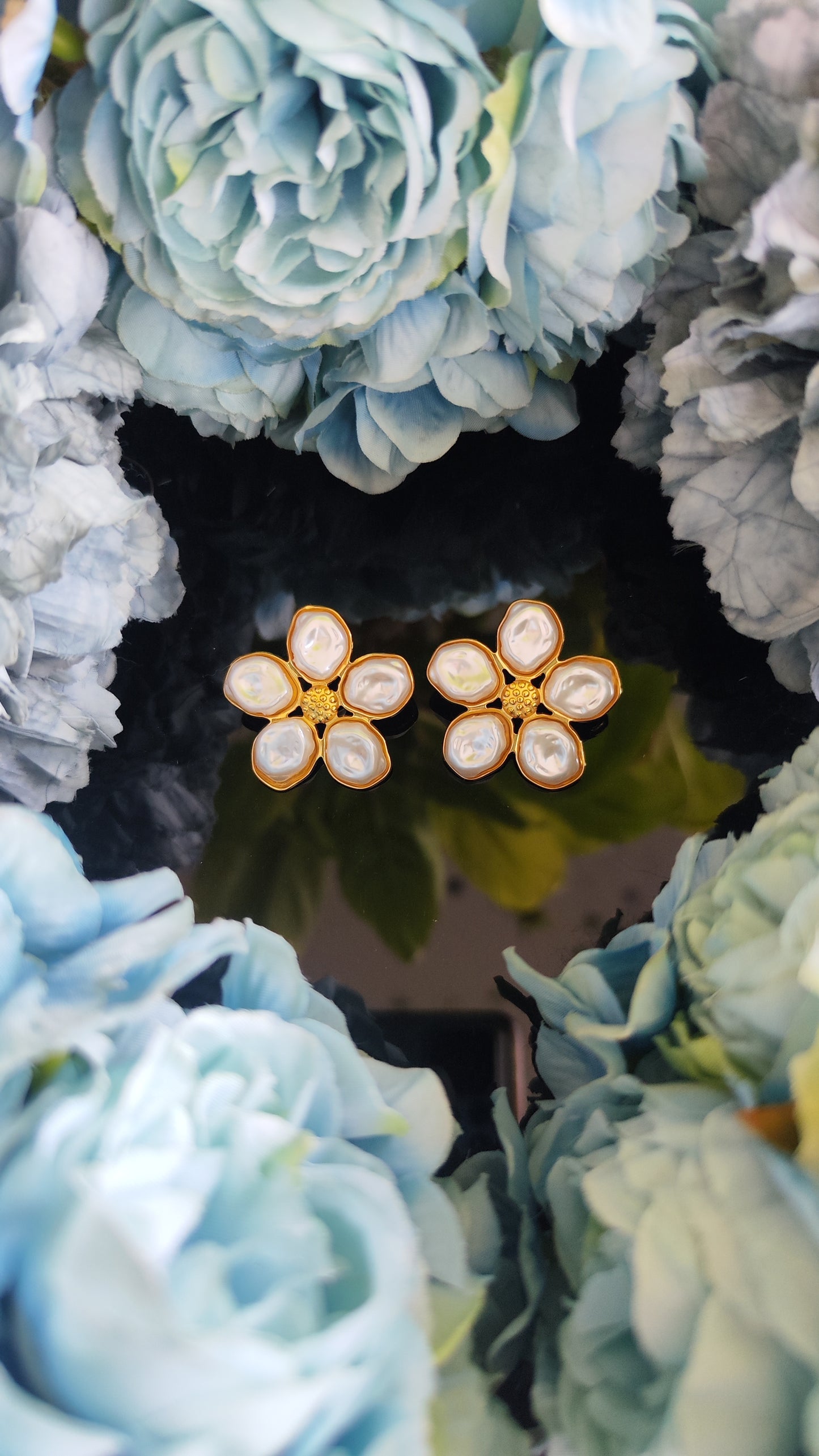 Aretes de flor con perlas 🌸