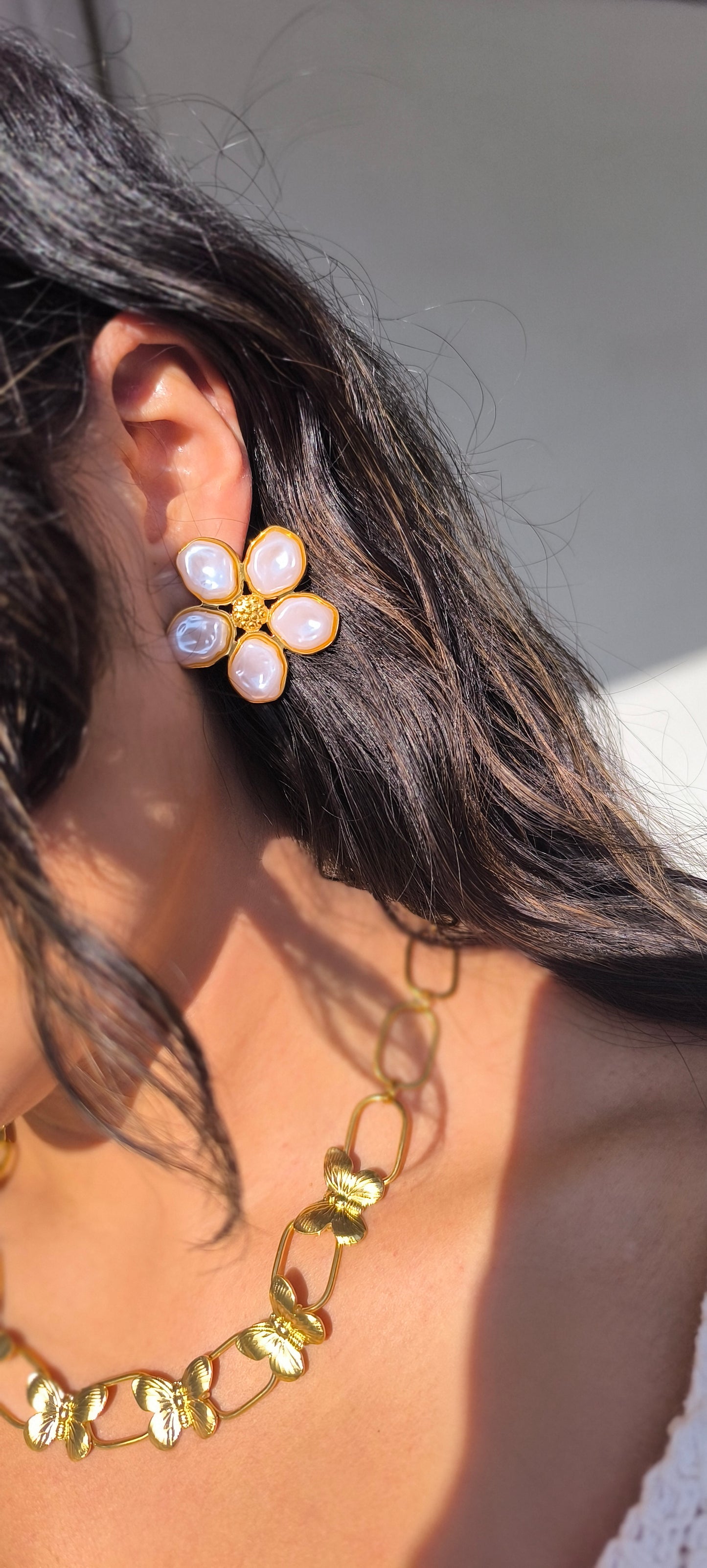 Aretes de flor con perlas 🌸