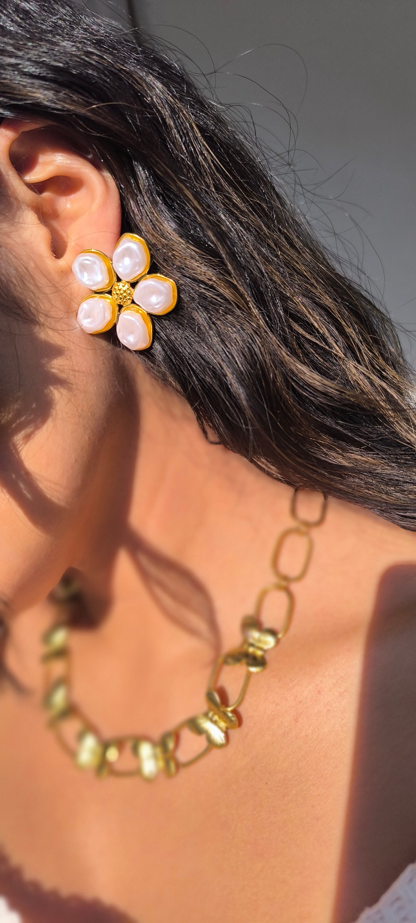 Aretes de flor con perlas 🌸