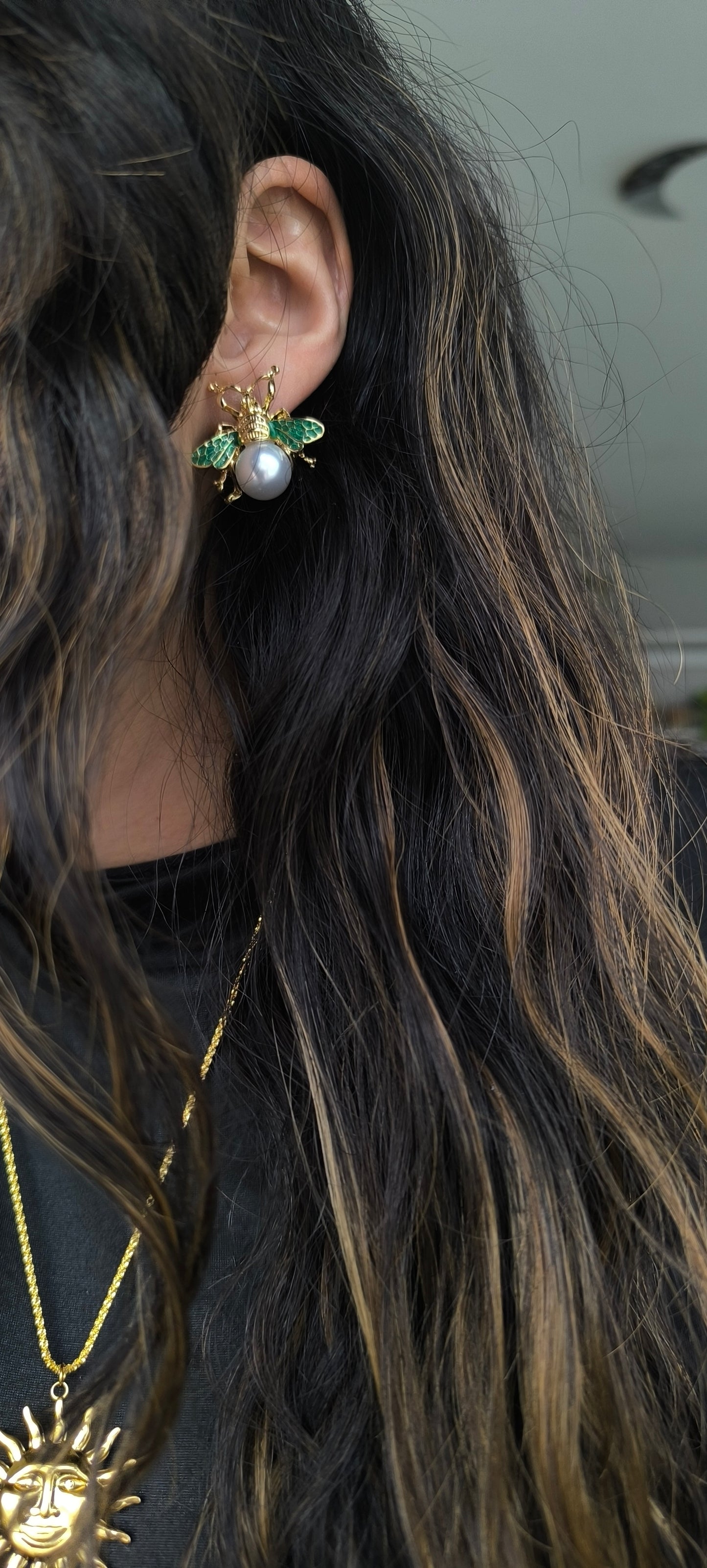 Abejas aperladas con detalles en verde💚